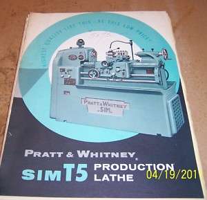PRATT & WHITNEY SIMT5 PRODUCTION LATHE SALES BROCHURE  