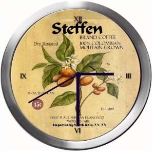  STEFFEN 14 Inch Coffee Metal Clock Quartz Movement 