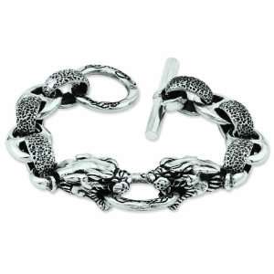  Ed Hardy Stainless Steel Panther Head Toggle Bracelet 