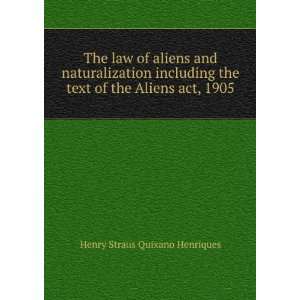 law of aliens and naturalization including the text of the Aliens act 