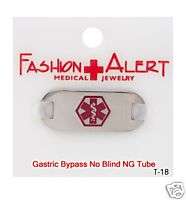 Medical Alert Stainless ID TAG for Bracelet~GASTRIC BY~  