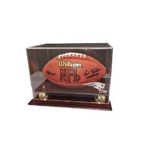 New England Patriots Mahogany Finished Acrylic Football Display