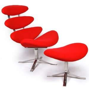  Corona Style Chair & Stool, Cherry Red Boucl? Cashmere 
