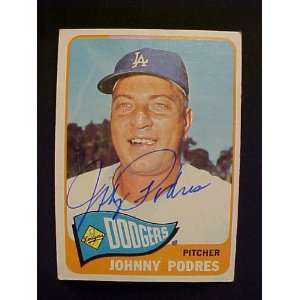 Johnny Podres Los Angeles Dodgers #387 1965 Topps Autographed Baseball 