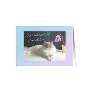  Thank You For Cat Sitter Cat Animal Flower Pet Card 