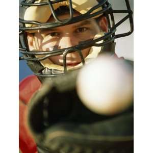  Close up of a Catcher Catching a Baseball Premium 