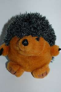 Round Grey Black Brown Hedgehog Squeek Pet Toy Plush Stuffed Animal 