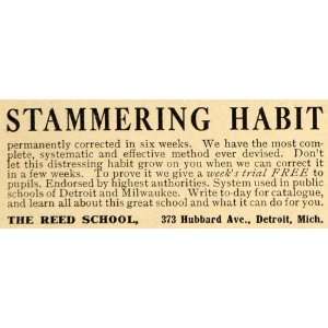  1913 Ad Reed School Stammering Detroit Michigan   Original 