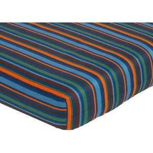  Surf Blue and Brown Crib Sheet Multi Stripe by JoJo 