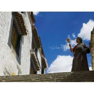  Tibetan Pilgrim with Praying Wheel at Sera Temple, Lhasa 