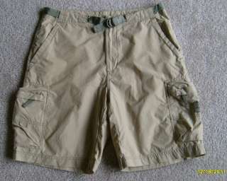   36 OLD NAVY Khaki Tan Flat Front Belted CARGO Shorts with Belt  