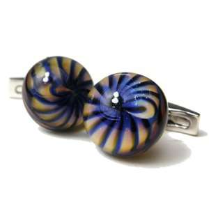  Blue Mussel Handmade Lampwork Glass Cufflinks DD KB8 0950 