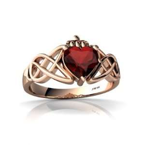   Gold Heart Genuine Garnet Celtic Claddagh Knot Ring Size 4.5 Jewelry