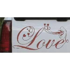 Brown 8in X 16.5in    Love Swirl With Hearts Christian Car Window Wall 