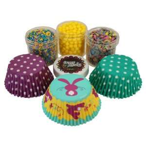 Bunny Cupcake Kit by Crispie Sweets   Sprinkles and Baking Cups Set
