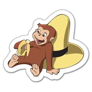 Curious George monkey cartoon bumper sticker 4 x 4  