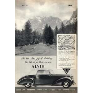  1952 Ad Vintage Alvis Coupe Sports Tourer Car Zugspitze 