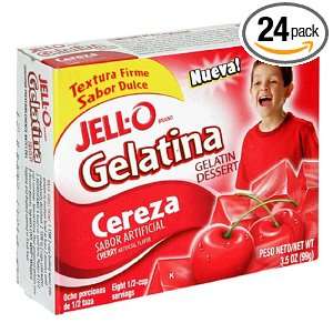 Jell o Gelatina Cereza/Cherry, 3.5 Ounce Grocery & Gourmet Food