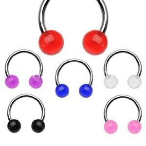   Surgical Stainless Steel Circular Horse Shoes with UV Balls Jewelry