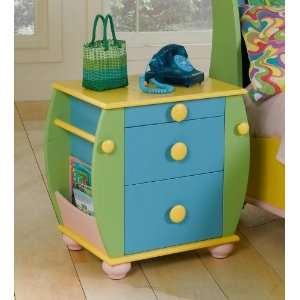  Kids Nightstand with Rack and Rod Storage in Multicolored 