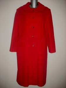   Vintage Red Full Length 100% Cashmere Overcoat Coat Size M Nice  