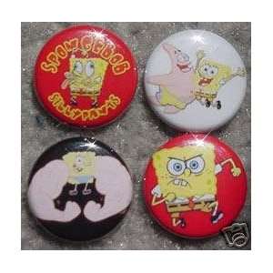  Set of 4 BRAND NEW Spongebob Squarepants One Inch Buttons 