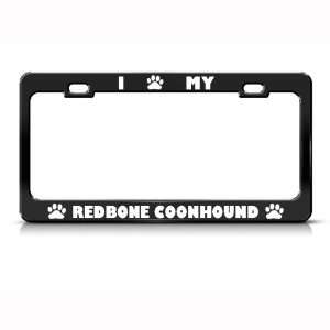  Redbone Coonhound Dog Dogs Black Metal license plate frame 