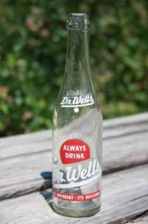 DR WELLS ACL Soda Bottle Fortworth Texas Clear 9 1/2  