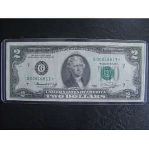  Two Dollar Star Note Series 1976 $2 Bill Note G 00816813 