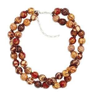  Bamboo Bead Necklace Spicy Hot Twist Double Strand Painted 