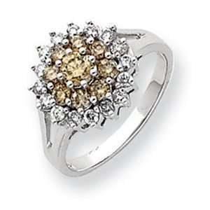  14k White Gold White & Champagne Diamond Ring Jewelry