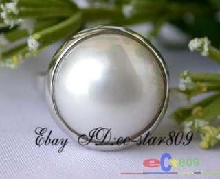 Amazing real 20mm white Southsea Mabe Pearl Ring  