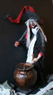 21  Witch Doll Figure with Caudron Halloween Decoration  