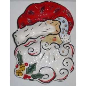 Ceramic Merry Santa Chip and Dip Platter 