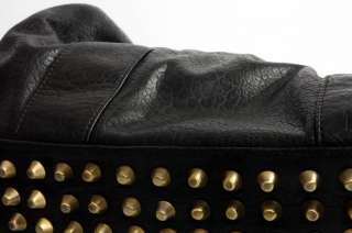 Celebrity Studs Studded Bottom Duffel Leather Tote Bag  