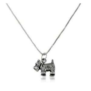 Adorable 3 d 925 Sterling Silver Scottish Terrier Dog Charm Necklace 