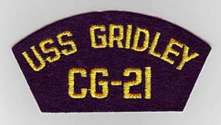 USS GRIDLEY CG 21   U.S. NAVY CAP PATCH  