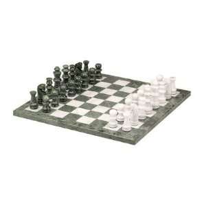  CHH 217   X Chess Set in Green & White Marble Size 16 x 