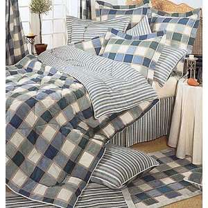  Jewel Blue Squares Full Comforter Set 4pc Bedding