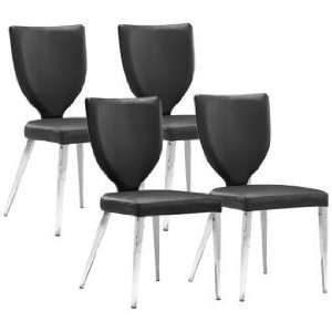  Set of 4 Zuo Modern Maz Black Upholstered Dining Chair 