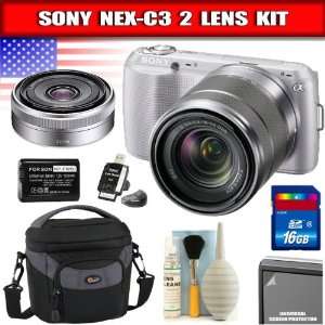   Lens Digital Camera Kit with 18 55mm Zoom Lens (Silver) + Sony SEL