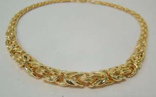   ITALY GOLD TONE VERMEIL 18 GRADUATED BYZANTINE 26g 925 FANCY NECKLACE