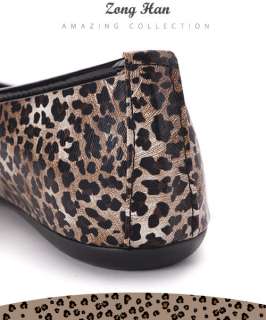   Leopard Style Soft Slip on Comfy Bow Ballet Flat Shoe in Black, Brown