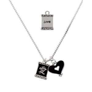  Chinese Character Symbols   Love and Black Heart Charm 
