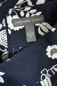 Josephine Chaus Navy Blue & White Floral Design Knee Length Skirt Sz 6 