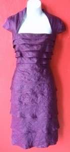 ADRIANNA PAPELL purple square neck tiered dress NWT 8  