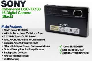 Sony Cyber shot DSC TX100 Digital Camera (Black) DSCTX100V/B DSCTX100V 