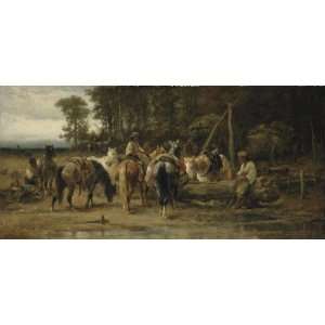  Hand Made Oil Reproduction   Adolf Schreyer   24 x 12 