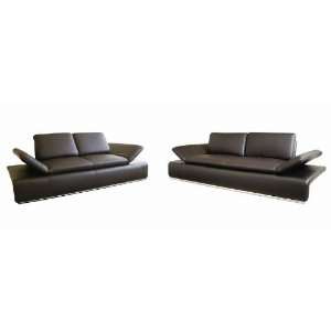    Flair Dark Brown Leather 2 piece Sofa Set