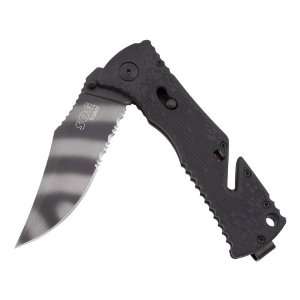  SOG Specialty Knives & Tools 1/2 Serrated Tiger Stripe TF 3 Trident 